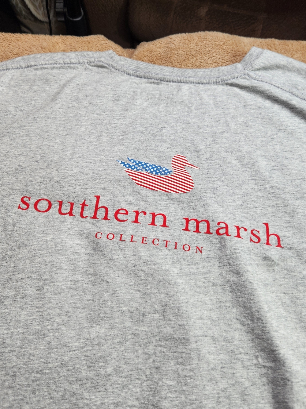 Southern Marsh Collection Graphic Tee - Grey with Red & Blue Duck Logo 2X